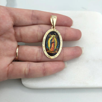 18K Gold Layered Oro LaminadoEnamel Our Lady of Guadalupe Pendant 31.0081/17